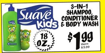 Ollie's Suave 3-in-1 shampoo, conditioner & body wash offer