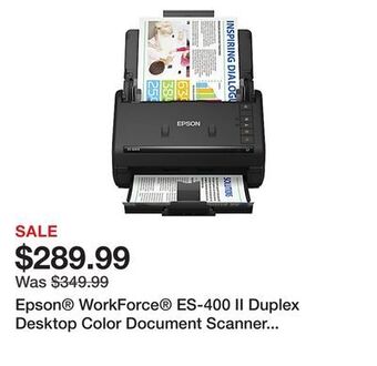 Office Depot Epson® workforce® es-400 ii duplex desktop color document scanner with auto document feeder offer