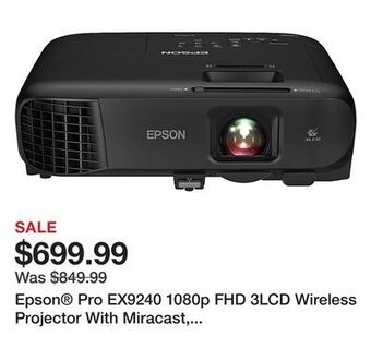 Office Depot Epson® pro ex9240 1080p fhd 3lcd wireless projector with miracast, v11h978020 offer