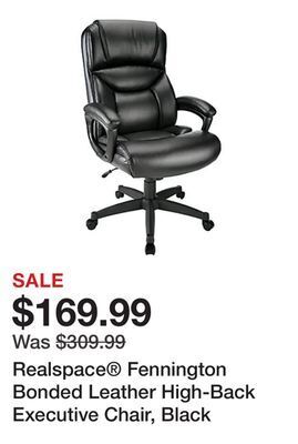 Office Depot Realspace® fennington bonded leather high-back executive chair, black offer