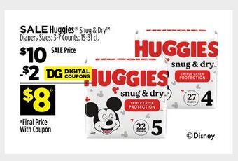 Dollar General Huggies® snug & dry™ diapers offer