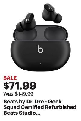 Best Buy Beats by dr. dre - geek squad certified refurbished beats studio buds true wireless noise cancelling earbuds - black offer