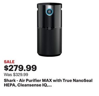Best Buy Shark - air purifier max with true nanoseal hepa, cleansense iq, odor lock, cleans up to 1200 sq. ft - charcoal grey offer