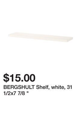 Ikea Bergshult shelf, white, 31 1/2x7 7/8 offer