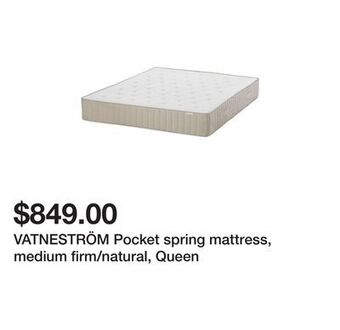 Ikea Vatneström pocket spring mattress, medium firm/natural, queen offer