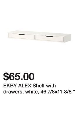 Ikea Ekby alex shelf with drawers, white, 46 7/8x11 3/8 offer