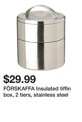 Ikea Förskaffa insulated tiffin box, 2 tiers, stainless steel offer