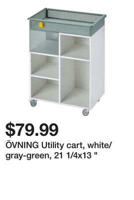 Ikea Övning utility cart, white/gray-green, 21 1/4x13 offer