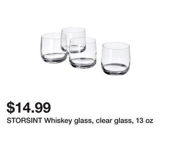 Ikea Storsint whiskey glass, clear glass, 13 oz offer