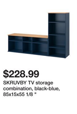 Ikea Skruvby tv storage combination, black-blue, 85x15x55 1/8 offer