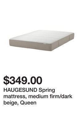 Ikea Haugesund spring mattress, medium firm/dark beige, queen offer