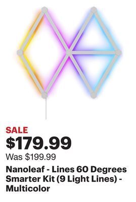 Best Buy Nanoleaf - lines 60 degrees smarter kit (9 light lines) - multicolor offer