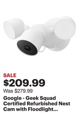 Best Buy Google - geek squad certified refurbished nest cam with floodlight - snow offer