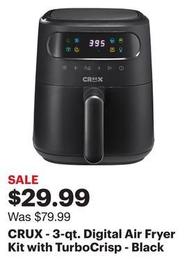 Best Buy Crux - 3-qt. digital air fryer kit with turbocrisp - black offer