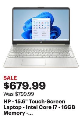 Best Buy Hp - 15.6 touch-screen laptop - intel core i7 - 16gb memory - 512gb ssd - natural silver offer