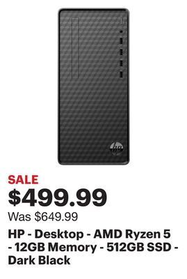 Best Buy Hp - desktop - amd ryzen 5 - 12gb memory - 512gb ssd - dark black offer