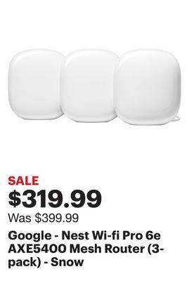 Best Buy Google - nest wi-fi pro 6e axe5400 mesh router (3-pack) - snow offer