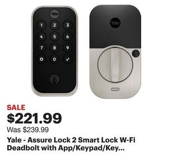 Best Buy Yale - assure lock 2 smart lock w-fi deadbolt with app/keypad/key access - satin nickel offer