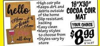 Ollie's 18x30 cocoa coir mat offer