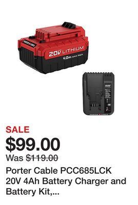 Tractor Supply Company Porter cable pcc685lck 20v 4ah battery charger and battery kit, pcc685lck offer