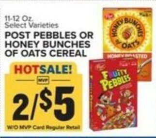 Food Lion POST PEBBLES OR HONEY BUNCHES OF OATS CEREAL offer