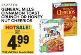 Food Lion GENERAL MILLS CINNAMON TOAST CRUNCH OR HONEY NUT CHEERIOS offer