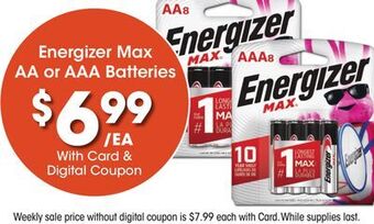 Kroger Energizer max aa or aaa batteries offer