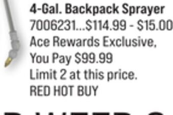 Ace Hardware 4-gal. backpack sprayer offer