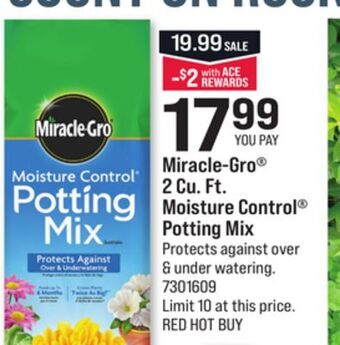 Ace Hardware Miracle-gro® 2 cu. ft. moisture control® potting mix offer