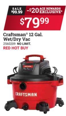 Ace Hardware Craftsman® 12 gal. wet/dry vac offer