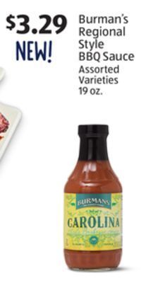 Aldi Burman's regional style bbq sauce offer