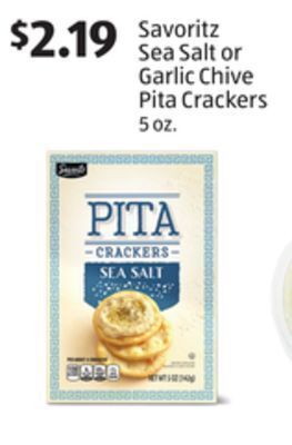 Aldi Savoritz sea salt or garlic chive pita crackers offer