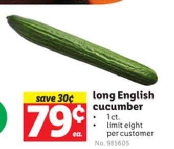 Lidl Long english cucumber offer