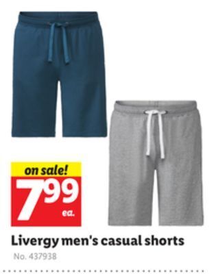 Lidl Livergy men's casual shorts offer
