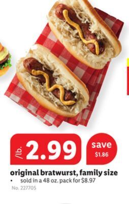 Lidl Original bratwurst, family size offer