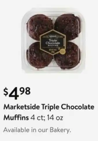 Walmart Marketside Trigle Chocolate Muffins 14 oz offer