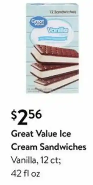 Walmart Great Value Ice Cream Sandwiches Vanilla offer
