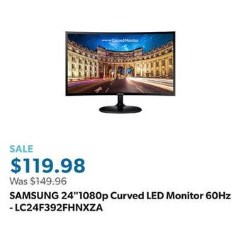 Sam's Club Samsung 241080p curved led monitor 60hz - lc24f392fhnxza offer