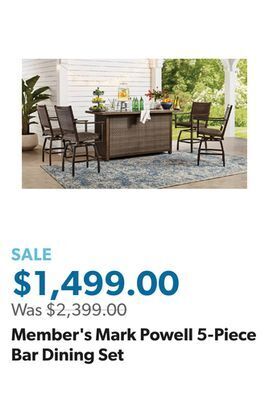 Sam's Club Member's mark powell 5-piece bar dining set offer