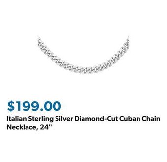 Sam's Club Italian sterling silver diamond-cut cuban chain necklace, 24 offer