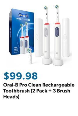 Sam's Club Oral-b pro clean rechargeable toothbrush (2 pack + 3 brush heads) offer