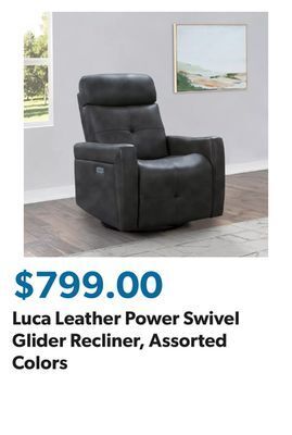 Sam's Club Luca leather power swivel glider recliner, assorted colors offer
