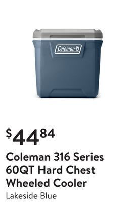 Walmart Coleman 316 series 60qt hard chest wheeled cooler offer