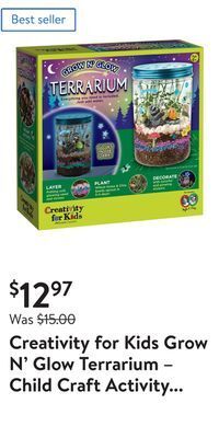 Walmart Creativity for kids grow n' glow terrarium – child craft activity for boys and girls offer