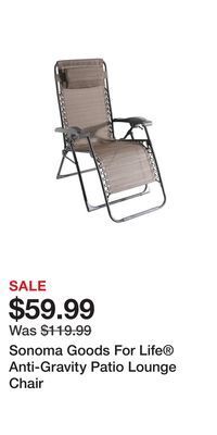 Kohl's Sonoma goods for life® anti-gravity patio lounge chair offer