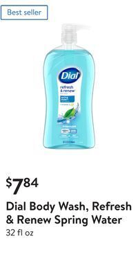 Walmart Dial body wash, refresh & renew spring water offer