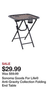 Kohl's Sonoma goods for life® anti-gravity collection folding end table offer