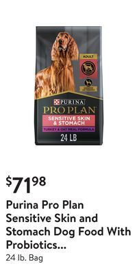 Walmart Purina pro plan sensitive skin and stomach dog food with probiotics for dogs, turkey & oat meal formula offer