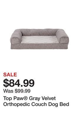 Petsmart Top paw® gray velvet orthopedic couch dog bed offer