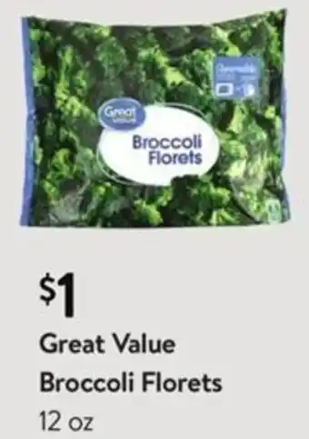 Walmart Great Value Broccoli Florets 12 oz offer